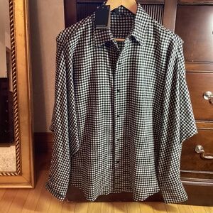 Massimo Dutti Wool Cotton Checkered Shirt Size Medium NWT